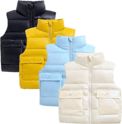 Kids Winter Vest Hooded Warm Cotton Jacket Fall Outwear for Boys Girls Toddler Puffer Vest Baby