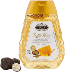 Superior Acacia Honey with Dried Summer Truffle 100% Pure [Vitamins,Organic Acids, Gluten- free, Sweetener, Energy Booster, Squeeze Bottle] Miel Trufas Net Weight: 8.81oz/250gr - by Tita Italian