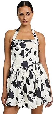 Floral Halter Square Neck Mini Dress