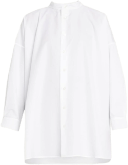 Women's Wide A-Line Collarless Button Down Shirt
