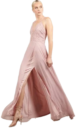 Tobi Dresses Tobi What A Night High Slit Ruched Bodycon Maxi Dress In Mauve