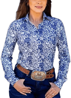 Cowgirl Tuff Lightweight Stretch Jersey Lace Button Up
