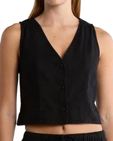 Abound Linen Button Front Vest
