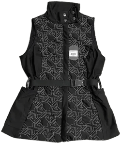 Pxg Vest Womens Large Black All Over Print Belted Sleeveless Golf