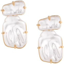 Double Imitation Pearl Nugget 18K Gold Plated Earrings