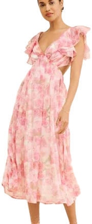 Ruffle Chiffon Midi Dress