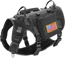 Forestpaw Dog Harness Medium Sized,Tactical Dog Harness with Handle,No Pull Military Style Service Dog Vest with Pockets Adjustable for Medium Dogs,Black,Chest 21.5-45" L:Chest 21.5-45",Fit 28-140lbs Black