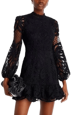AQUA Women's Lace Long Sleeve Dress