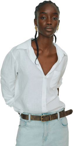 H&M Ladies Linen-Blend Shirt