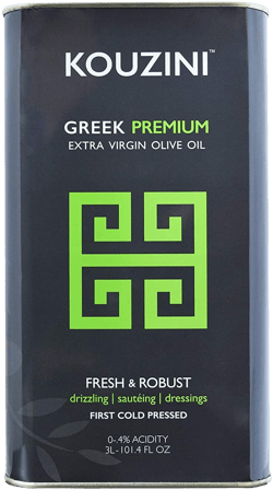 Kouzini Greek Premium Extra Virgin Olive Oil, 3 Liter Tin, Cold Pressed, Single Origin, Rich Flavor & Aroma