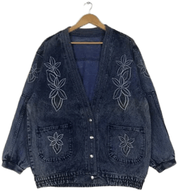 Japanese Brand Denim Floral Jacket