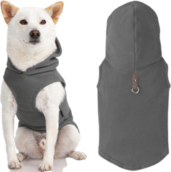 Gooby Fleece Vest Hoodie Dog Sweater - Gray, X-Small - Warm Pullover Dog Hoodie with O-Ring Leash for Small to Medium Dogs X-Small (Around 4-lb) Gray