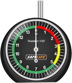 Tire Tread Depth Gauge, Dial Type Tire Tread Depth Gauge Professional for Motorcycle, Car,Truck and Bus,Easy Reading Tyre Tread Depth Gauge in 32nds