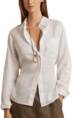 Reiss Women's Leora Linen Tie-Back Shirt