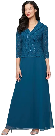 Alex Evenings Women's Sequin Lace & Chiffon Cocktail Dress