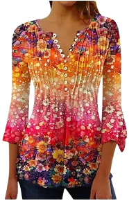 PULEN Women's Bell Sleeve Tunic Top