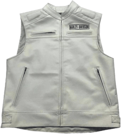 Harley Davidson Genuine Motorcycle White Leather Biker Vest | Real Motorbike Vest