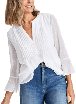 Style & Co. Women's Textured Pintuck Ruffle Sleeve Top
