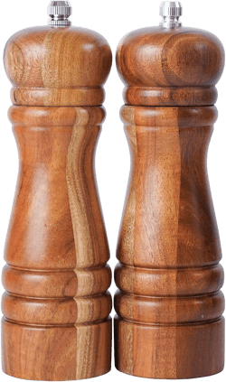 Salt and Pepper Mill Set, Set of 2 Salt and Pepper Grinder with Ceramic Grinder, Acacia Wood, Height 16.5 cm / 6 inch ((Tray is not Included)