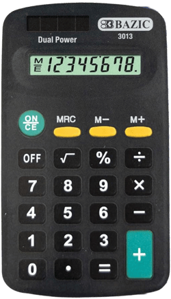 BAZIC 8 Digit Pocket Size Calculator, Dual Power Solar & Battery, LCD Display, Mini Small Basic Standard Function Calculators, Black Color, 1-Pack