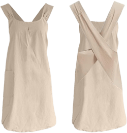 Women Apron, Cotton Linen Aprons with 2 Pockets, kitchen Apron Women Japanese Korean Style Pinafore (Khaki)