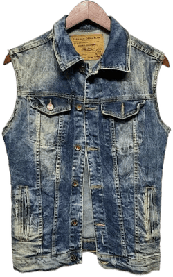 Zara Men's Distressed Jean Denim Button Down Vest