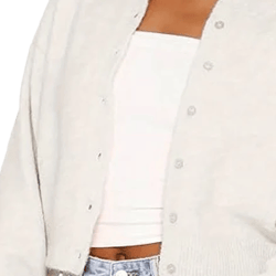 Women's Long Sleeve Button Crew Neck Knitwear Cardigan
