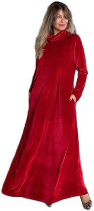Red Velvet Dress Christmas Dress Long Velvet Dress Holiday Dress Red Maxi Dress
