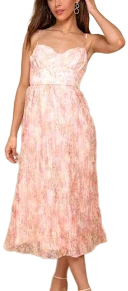 Lulus Floral Pleated Bustier Midi Dress