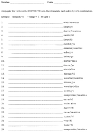 Regular Preterite in Spanish Conjugation Worksheet