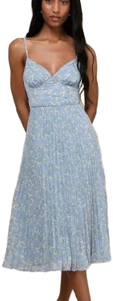 Lulus Sleeveless Pleated Floral Midi Dress