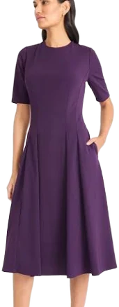 Maggy London Women's Short Sleeve Double Pleat Midi Dress