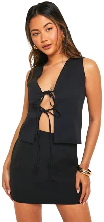 Boohoo Relaxed Fit Tie Front Tank