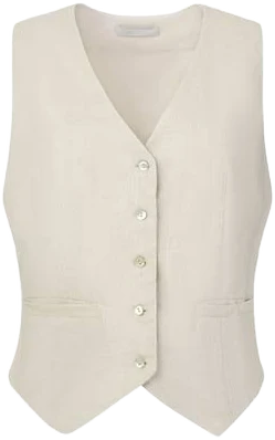 Women's Sleeveless Linen Button Down V Neck Vest