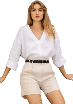Pandora Linen V-Neck Blouse
