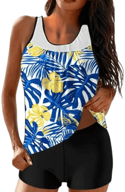 Frostluinai Women's Trendy Boho Floral Print Tankini Swimsuit