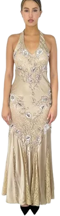 NO LABEL Beaded Lace Dress - Size S