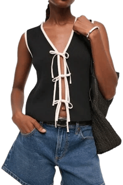 Abercrombie & Fitch Women's Tie-Front V-Neck Sweater Vest