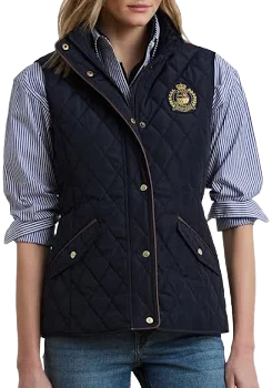 Lauren Ralph Lauren Crest Patch Diamond Quilted Vest