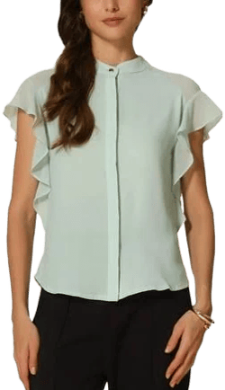 Ruffle Sleeve Stand Collar Blouse