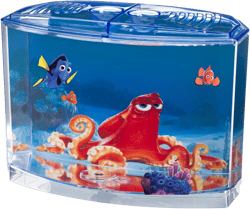 Penn-Plax Finding Dory Betta Fish Tank | 0.5 Gallon Plastic Aquarium Kit | Includes Background and Stickers