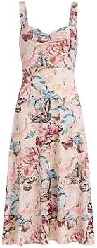 Women's Sleeveless Sweetheart Jersey Floral Midi Dress