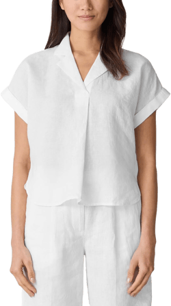 Eileen Fisher Women's Organic Handkerchief Linen Notch Collar Top