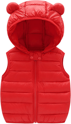 Happy Cherry Baby Boy Girls Quilted Sleeveless Jacket Hooded Puffer Vest Full Zip Waistcoat Ultra Light Gilet 2-7 Years 12-18 Months B Red