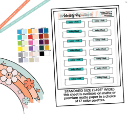 Rainbow Standard Today I Feel: V1 Mood Tracker Boxes Planner Stickers for any size Planners or Inserts