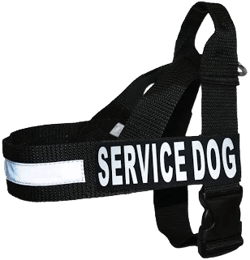 Nylon Strap Service Dog Harness No Pull Guide Assistance Comes With 2 Reflective Removable Patches. Please Measure Your Dog