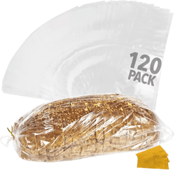 IMPRESA 120 Pack Plastic Bread Bags for Homemade Bread or Bakery – Heavy Duty Loaf Bags with Ties – Clear Wrappers, Storage Packaging – Reusable, For Large Loaves – 8 x 4 x 18