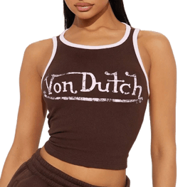 Fashion Nova Von Dutch Ringer Cropped Graphic Tank Top