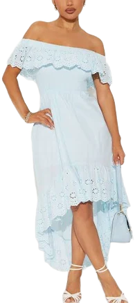 Fashion Nova Vanessa Off Shoulder Smocked Midi Dress