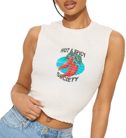 Fashion Nova Sleeveless Smocked Chili Peppers Tank Top
